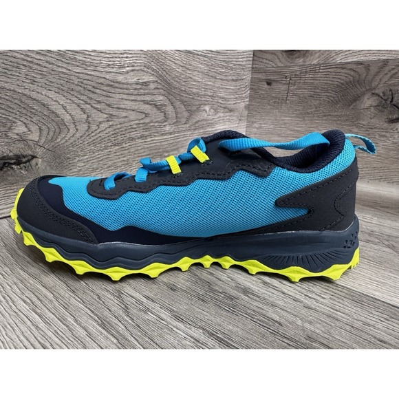 Saucony Kids Boys Peregrine KDZ Shoes Athletic Sneakers Blue/Citron Size 1M - Picture 4 of 14
